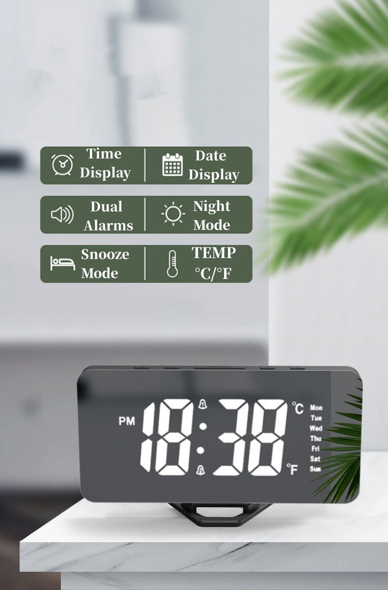 LED Mirror Digital Alarm Clock