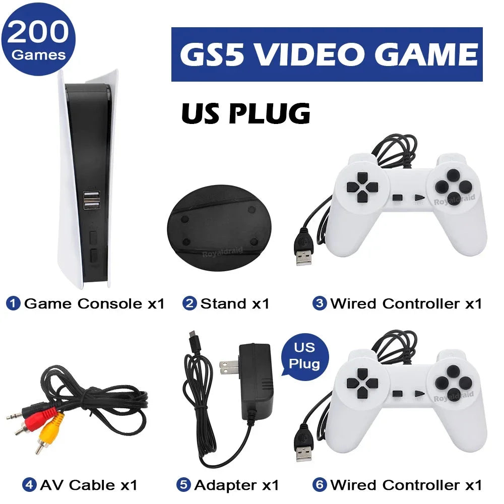 GS5 Game Station 5 Video Game Console With 200 Classic Games 8 Bit TV Console Retro USB Wired Handheld Two Game Player AV Output