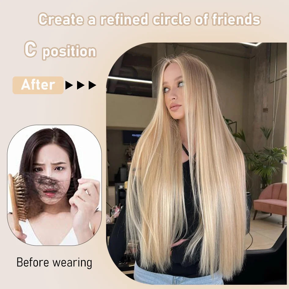 Synthetic wig linen long straight hair with bangs long curly hair ponytail extensions dirty braids Halloween Christmas gifts
