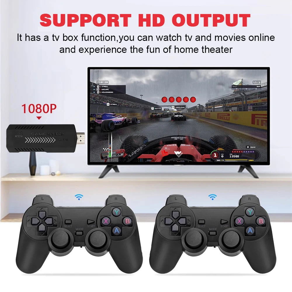 256G 58,000 Games GD10 Plus Game Stick 4K HD Video Game Console 2.4G Double Wireless Controller Game Stick For N64/PSP/PS1/GBA
