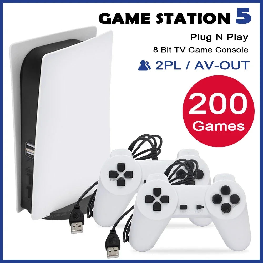 GS5 Game Station 5 Video Game Console With 200 Classic Games 8 Bit TV Console Retro USB Wired Handheld Two Game Player AV Output