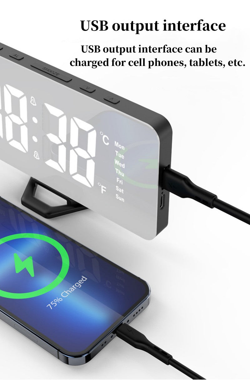 LED Mirror Digital Alarm Clock